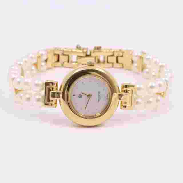 MIKIMOTO × JAL Pearl Watch Quartz Ladies Gold 4N20-0940 Japan F/S