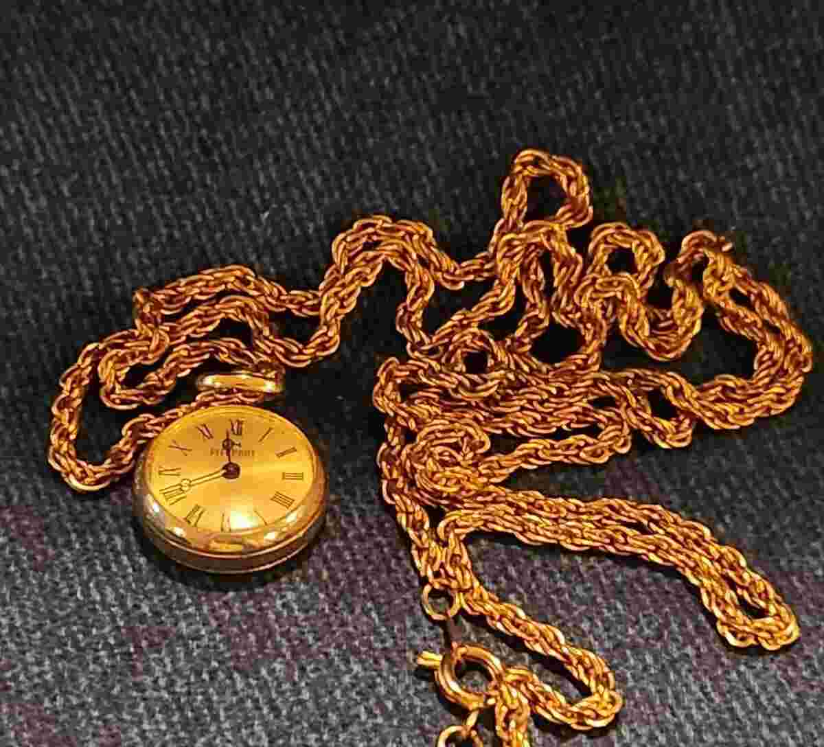 Vintage Pierpont Swiss Made Small Women's Pendant Watch with Chain RUNS