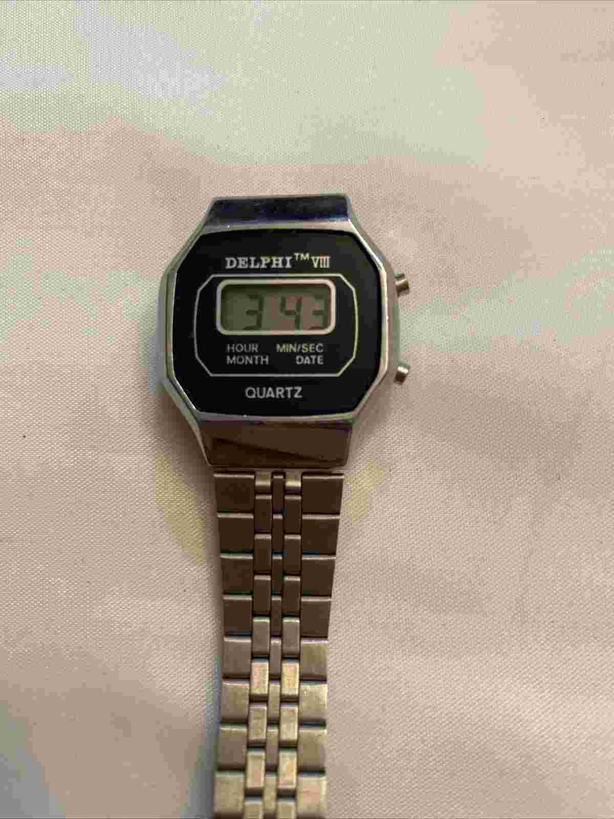 Vintage Delhi VIII Digital Wristwatch Watch Hour Min Date Sec 6.25" Max