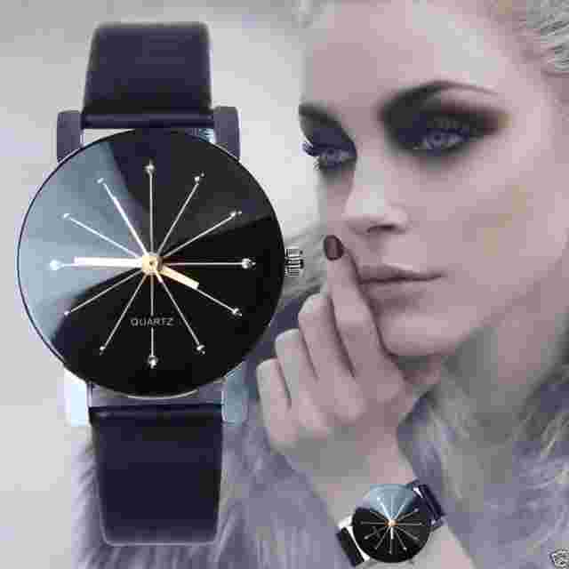 EPIC TIME- Lady Midnight- Leather Black Dress Watch