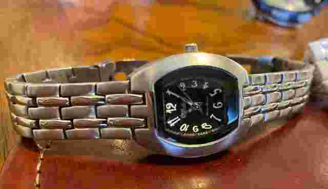 Women's Dufonte Lucien Picard Watch, Silver Tone Case and Band, Black Face