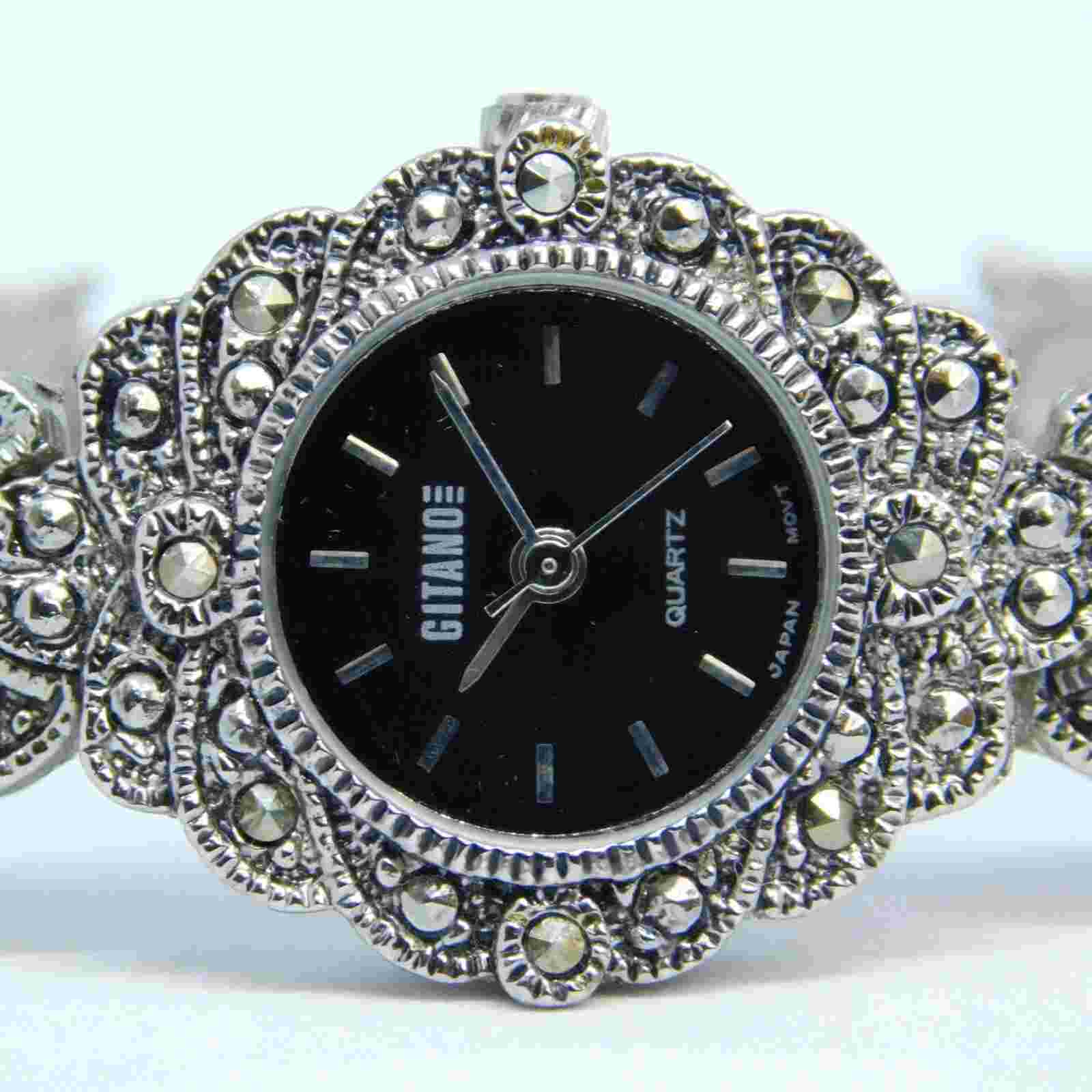 GITANO 7466 Marcasite's Quartz Analog Women's Watch Sz. 6 3/4" New Battery
