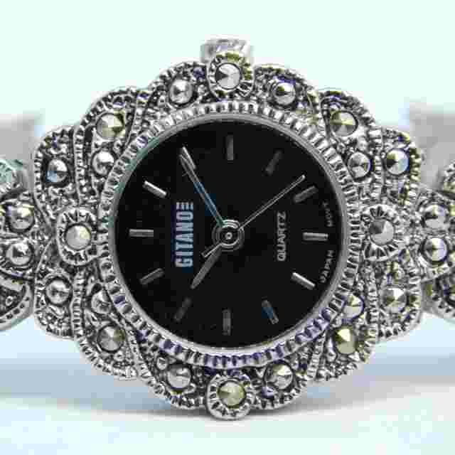 GITANO 7466 Marcasite's Quartz Analog Women's Watch Sz. 6 3/4" New Battery