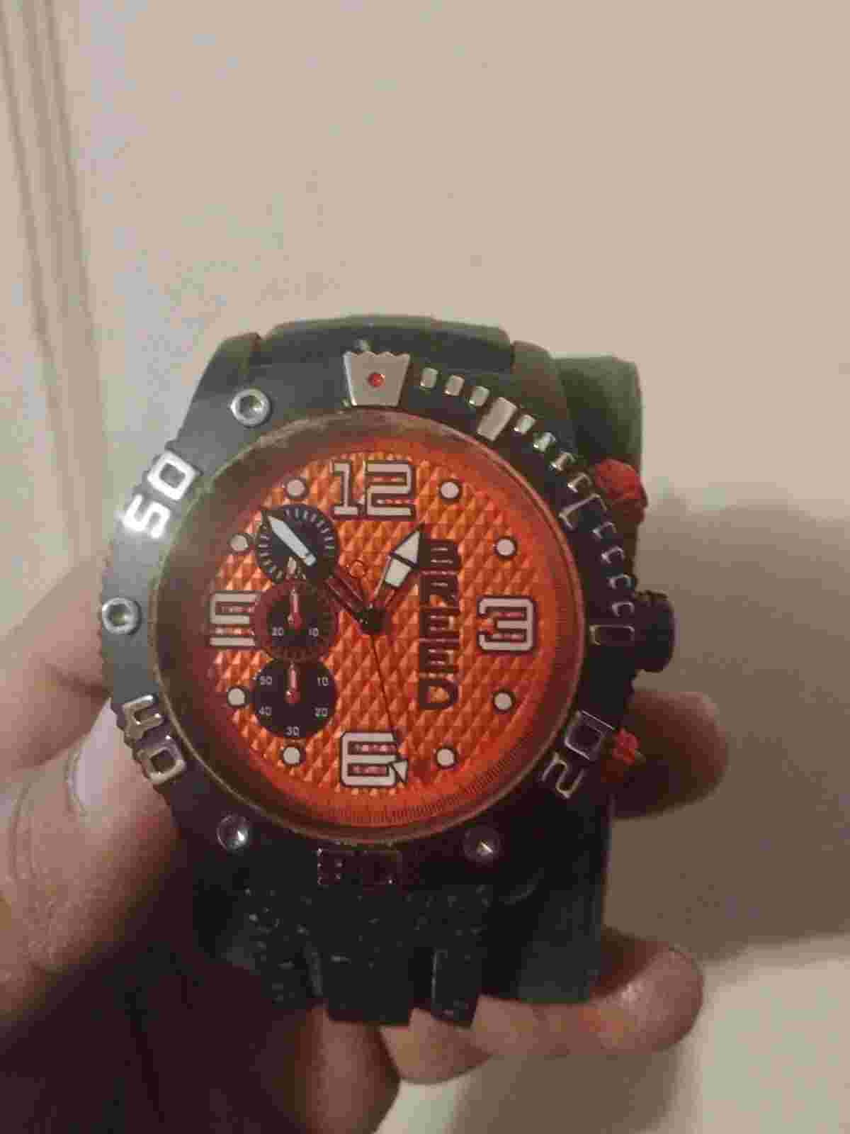 BREED Grand Prix Chronograph Orange Dial Black Silicone Men's Watch 3904