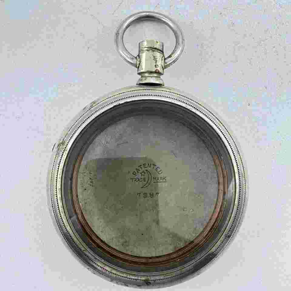Antique 16 Size Crescent Swing Out Open Face Pocket Watch Case NickelUSA
