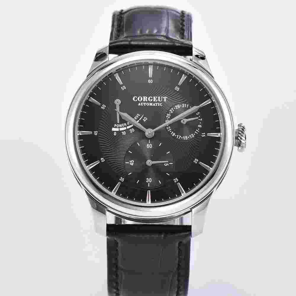 42mm Corgeut White Dial Power Reserve ST1780 Automatic Movement Mens Watch W330