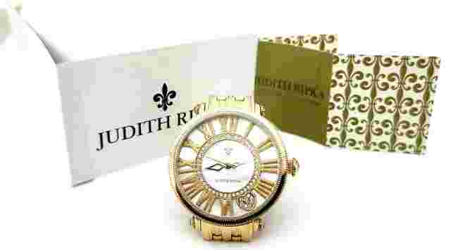 GORGEOUS BOXED NEW RETIRED J. RIPKA GOLD TONE STAINLESS STEEL WATCH w/ MOP DIAL