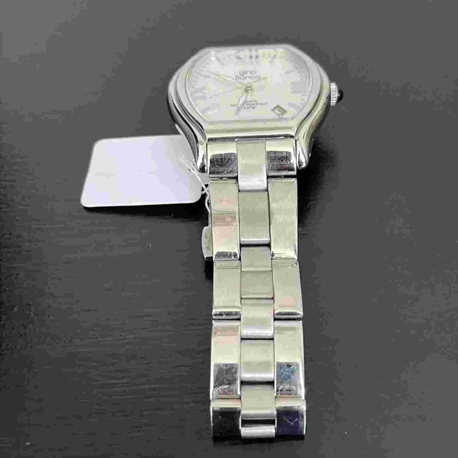 Gino Franco Watch Men’s Stainless Steel Band Silver Face New Battery