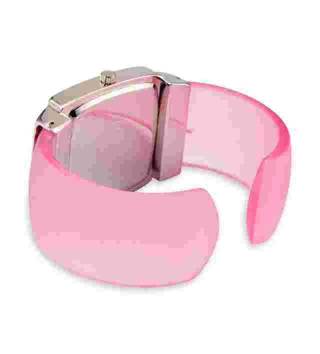 New Women’s Pink Band Silver Tone Quartz Bangle Watch