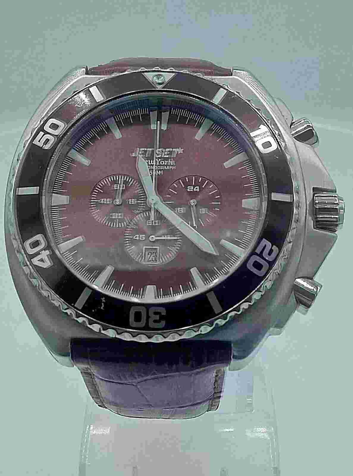 jet Set J1580 men's XXL chrono watch New York Bordeaux red J-1580 5 ATM