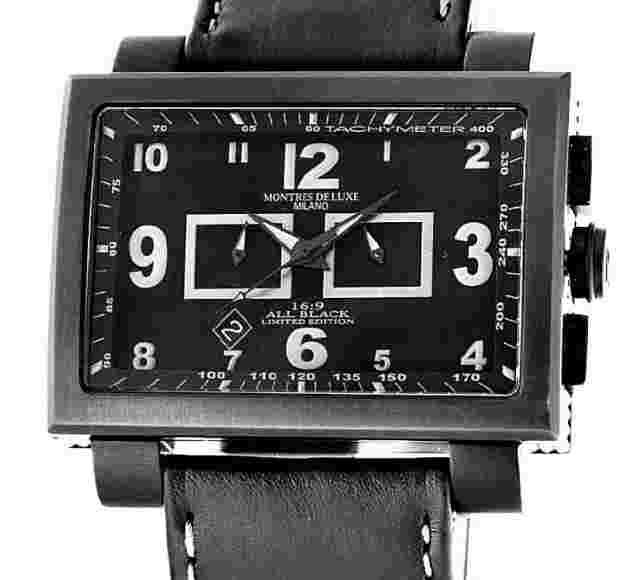 Montres De Luxe Milano Men's 16:9 Estremo Limited Edition All Black Chronograph