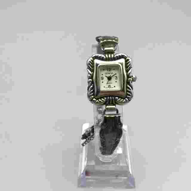 Geneva Watch Women 22mm Silver Tone Silverware Band New Battery 6.5"