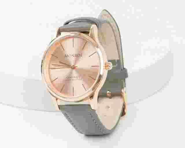 New! Ladies  Maéstro WATCH - Swiss Quartz Rose Gold - Gray LEATHER