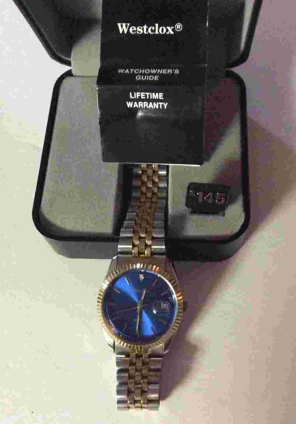 Westclox Men’s Quartz Two Tone Blue Dial Japan Original Box Mint