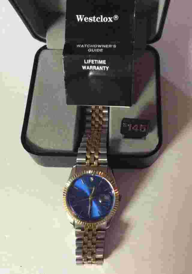 Westclox Men’s Quartz Two Tone Blue Dial Japan Original Box Mint