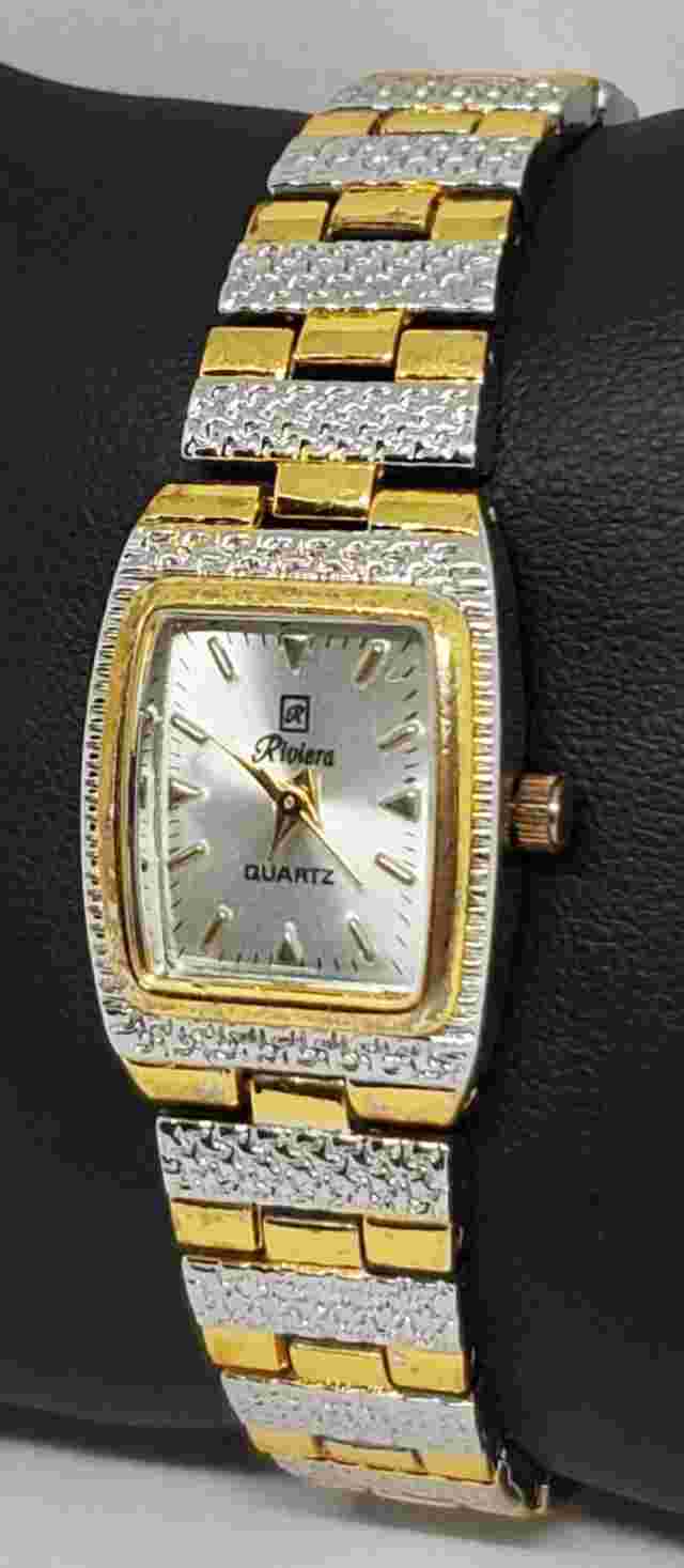 Ladies Riviera Gold Silver Tone Dress Analog Quartz Watch B3