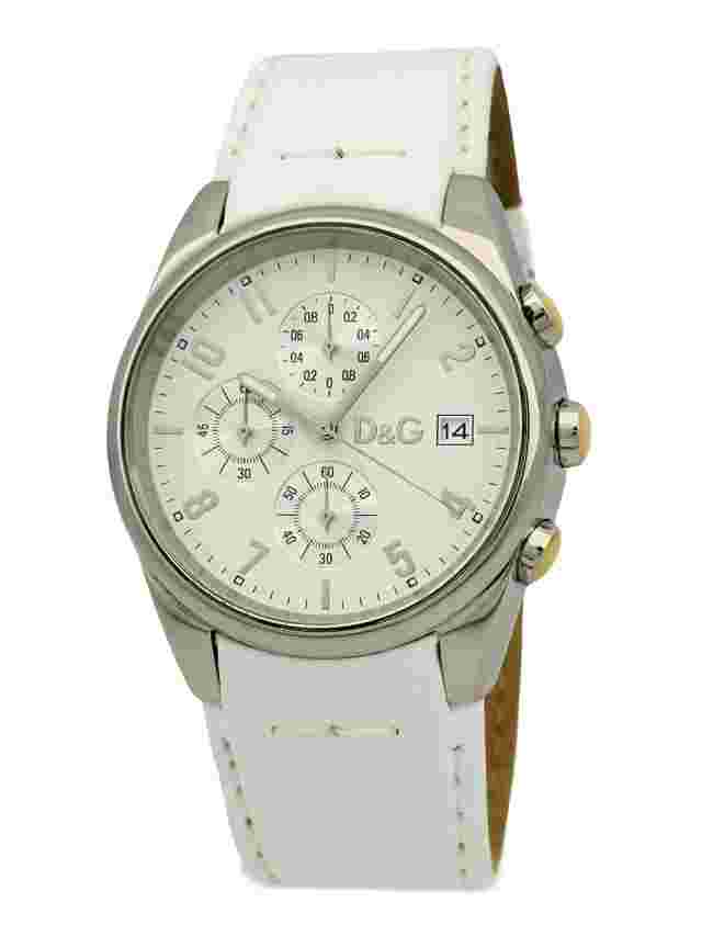 D&G DW3719770084  Unisex Sandpiper Chronograph White Leather White Dial Watch
