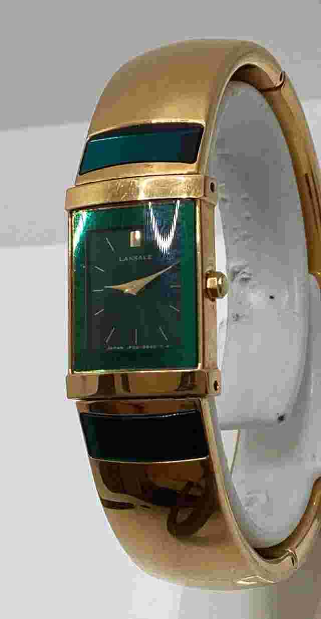 Seiko Lasalle Lady's Watch Sapphire 23k Gold Plated Emerald Works New Battery!
