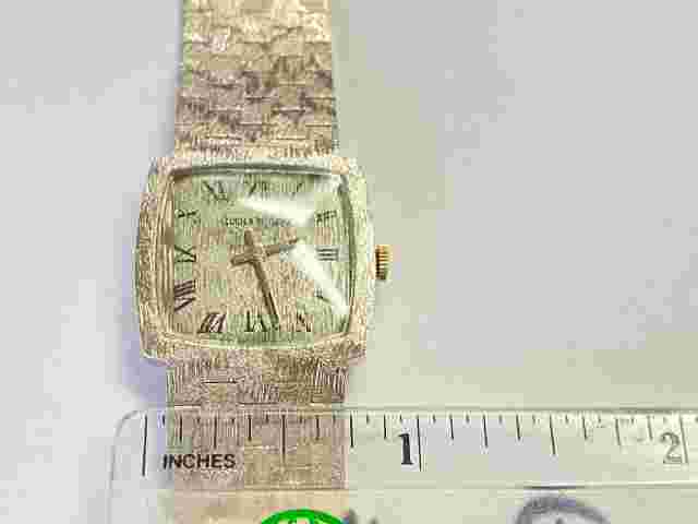 Vintage Lucien Piccard Ladies Textured Wrist Watch in 14K White Gold