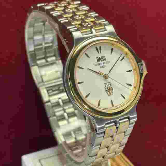 DAKS ORIENT QUARTZ MEN'S WRISTWATCH ROUND FACE JAPAN MADE VINTAGE SS BRACELET