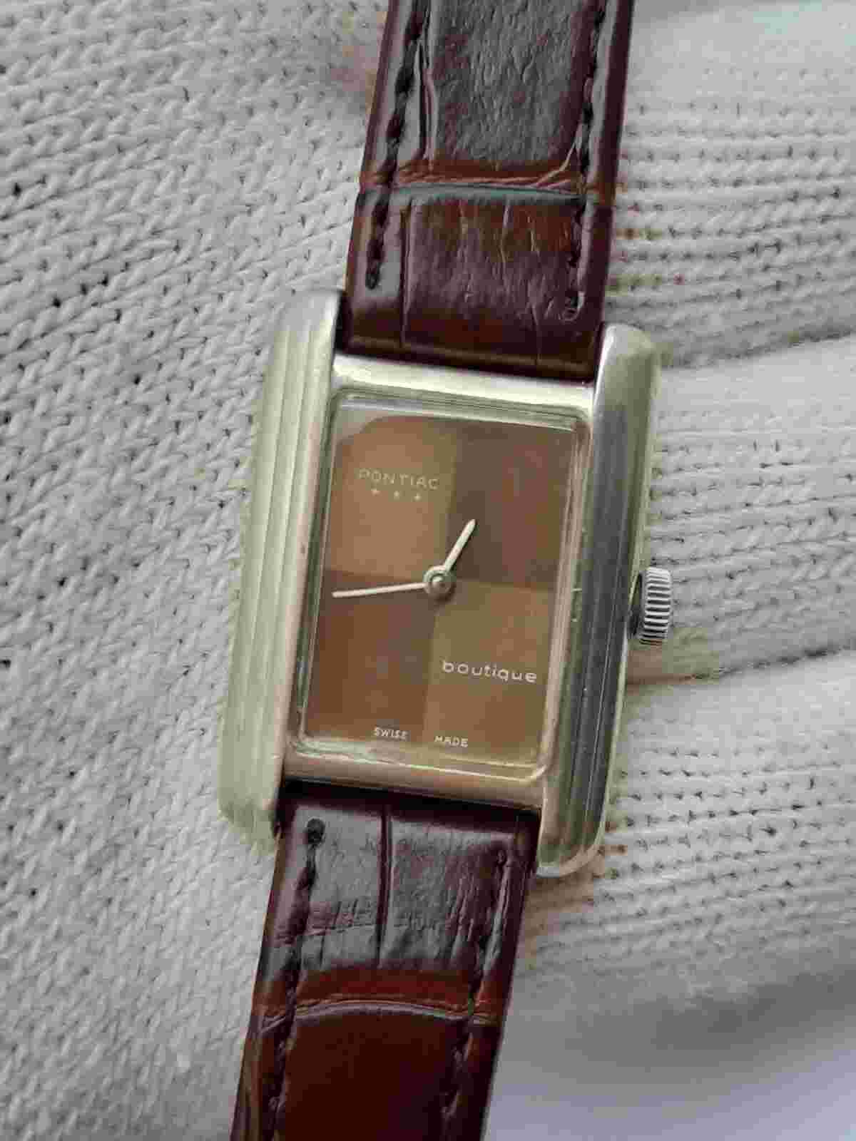 TANK WATCH MANUAL LADY SWISS MADE SERVICED SILVER 0.800 PONTIAC 3 STAR BOUTIQUE