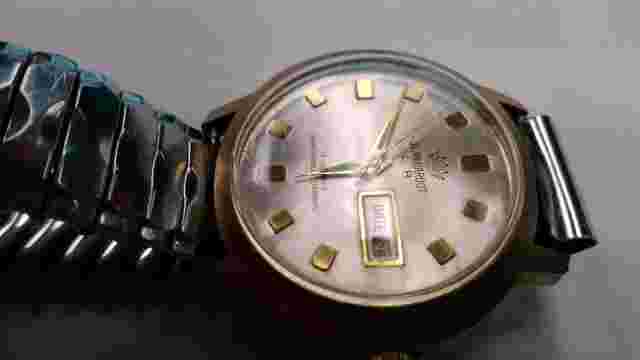 clean mens jean cardot  wristwatch running gold tone manual wind good running