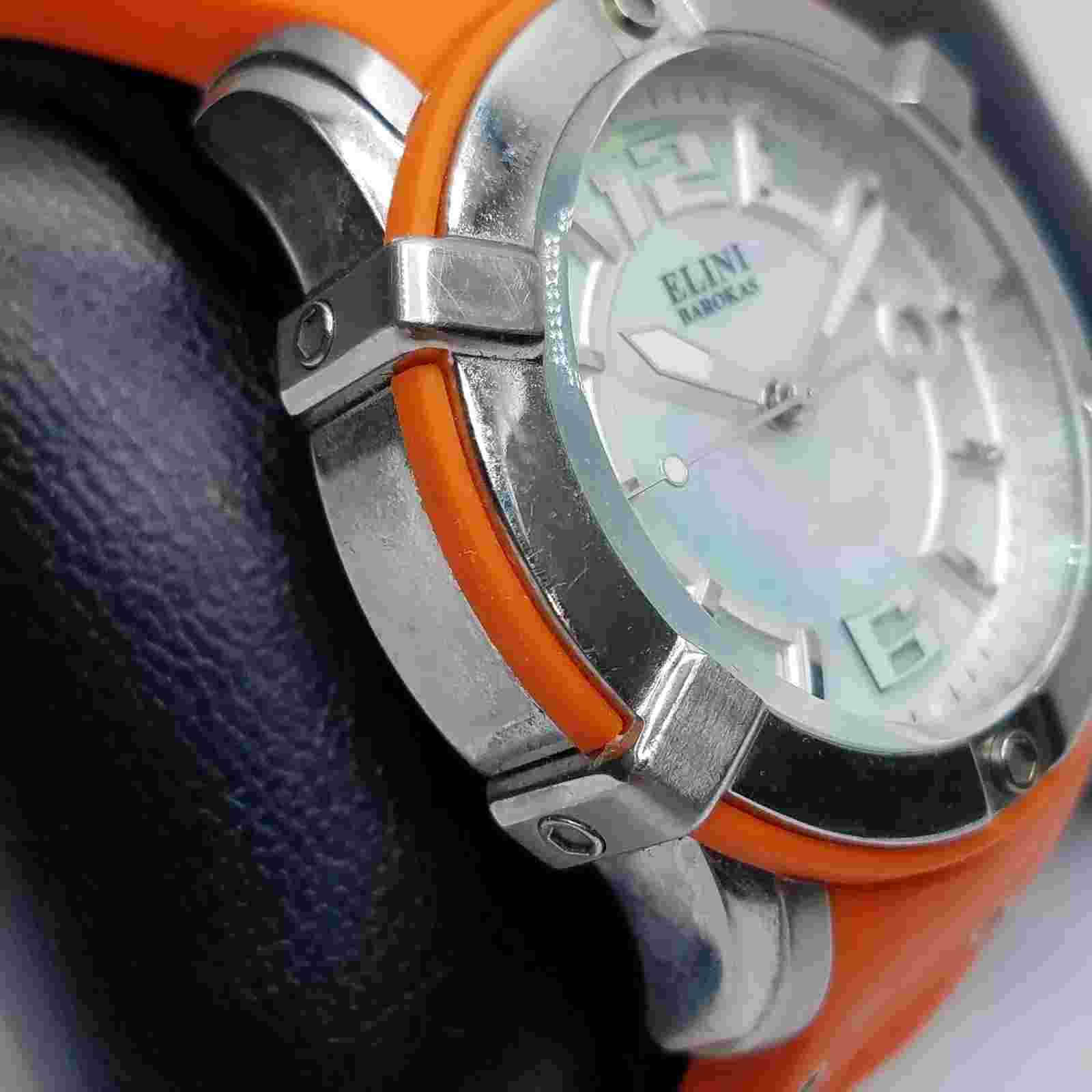 Men's ELINI BAROKAS White MOP Dial Date 39 mm Stainless Steel Watch