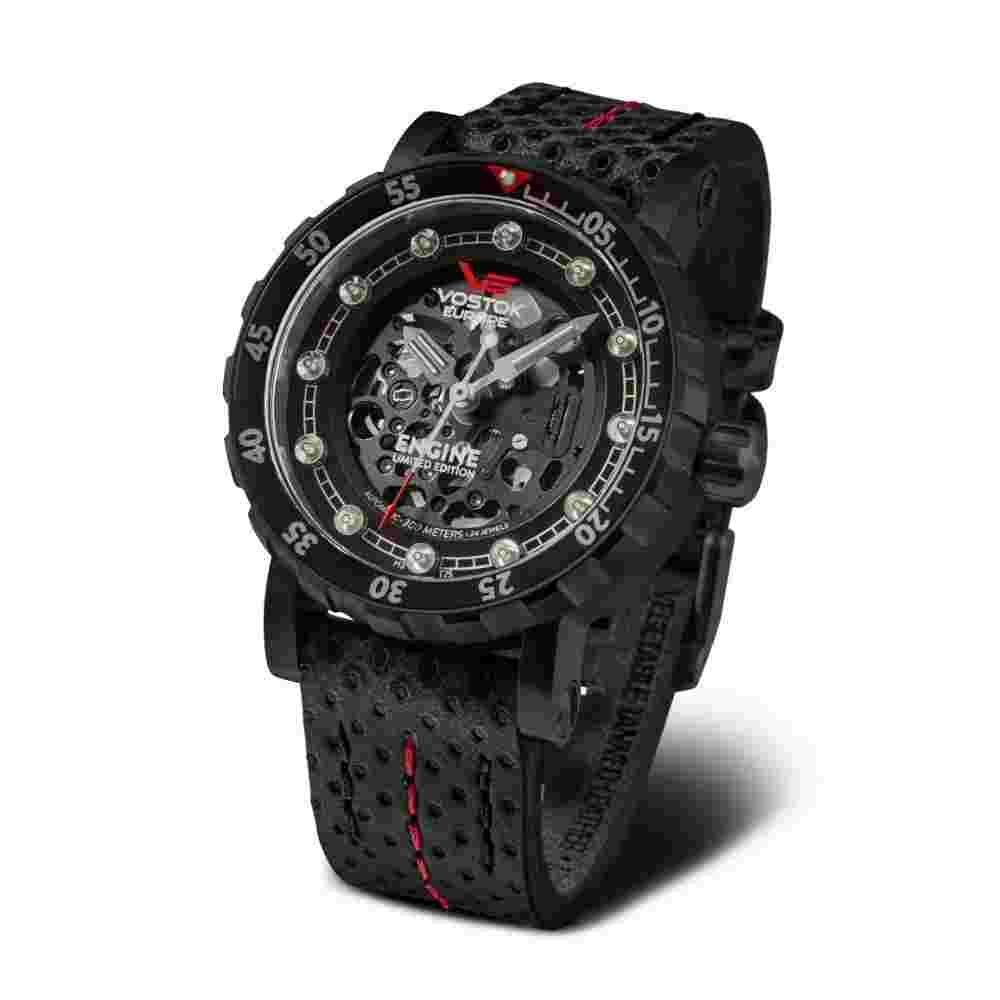 Vostok Europe Skeleton Dial Black Stainless Steel/Silicone Strap Men Watch