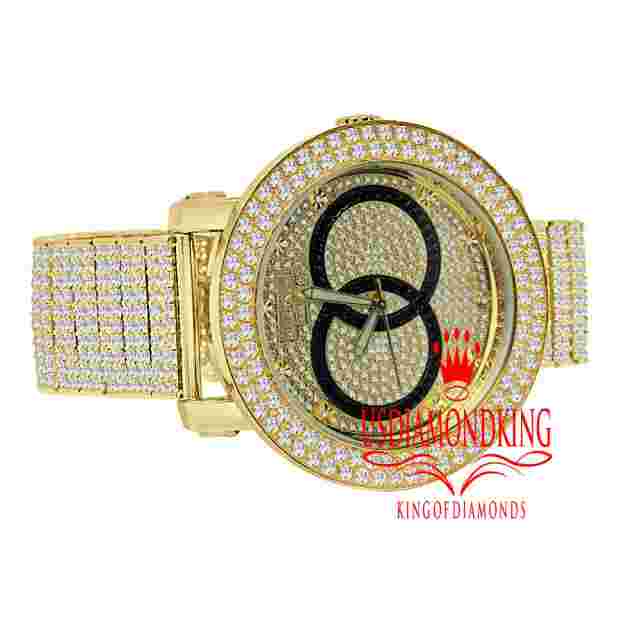 Gold Tone Khronos Olympic Dial Watch Mens Lab Diamond 10 Row Custom Band & Bezel