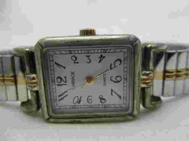 Carriage by Timex Wristwatch Silver & Gold Tone Expansion Band Rectangular Face