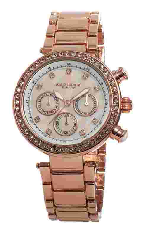 Akribos XXIV Womens Rose Gold Tone Round Watch 3397