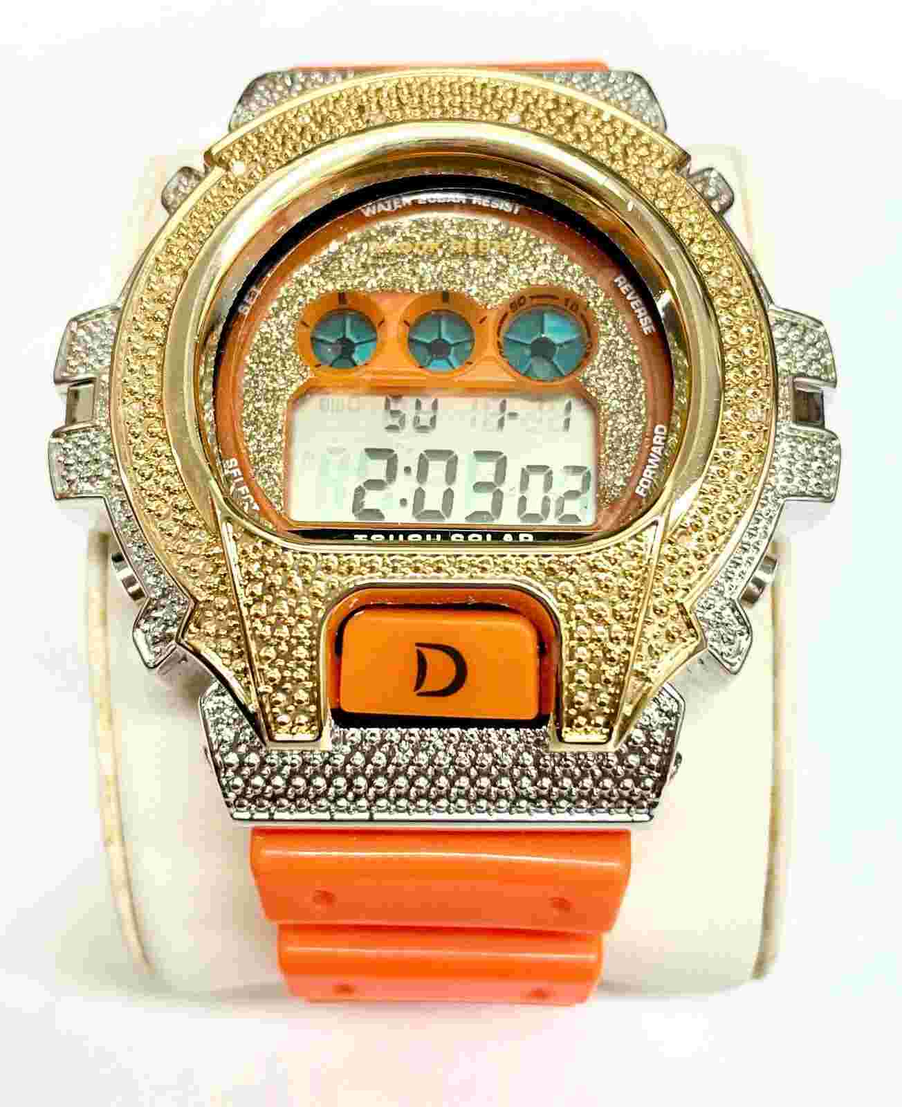 King Master Unisex Silver-Gold Case Orange Rubber Strap Watch