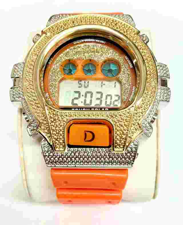 King Master Unisex Silver-Gold Case Orange Rubber Strap Watch