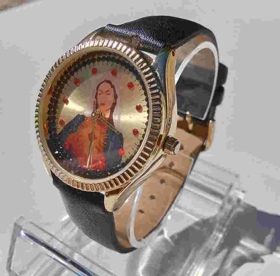 Asos Blessed Virgin Mary Watch Analog Wristwatch Art Unisex Gold Tone Dark Band