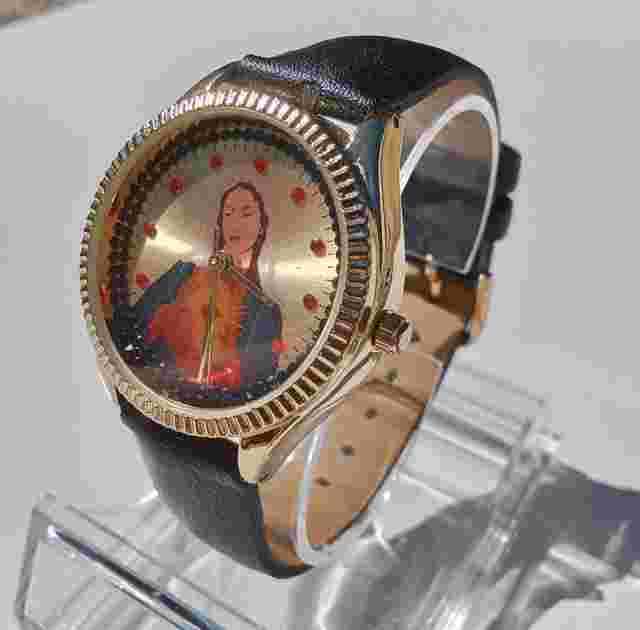 Asos Blessed Virgin Mary Watch Analog Wristwatch Art Unisex Gold Tone Dark Band