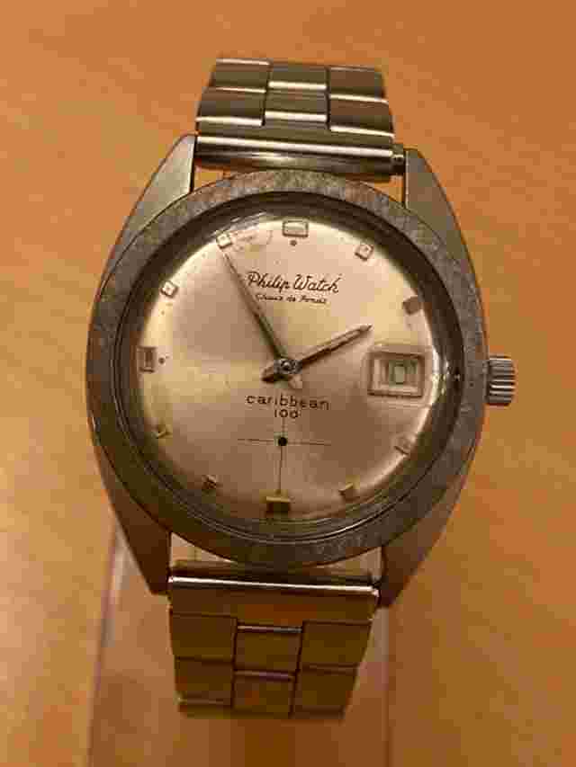 Vintage mechanical philip watch wristwatch chaux de fonds caribbean 100.