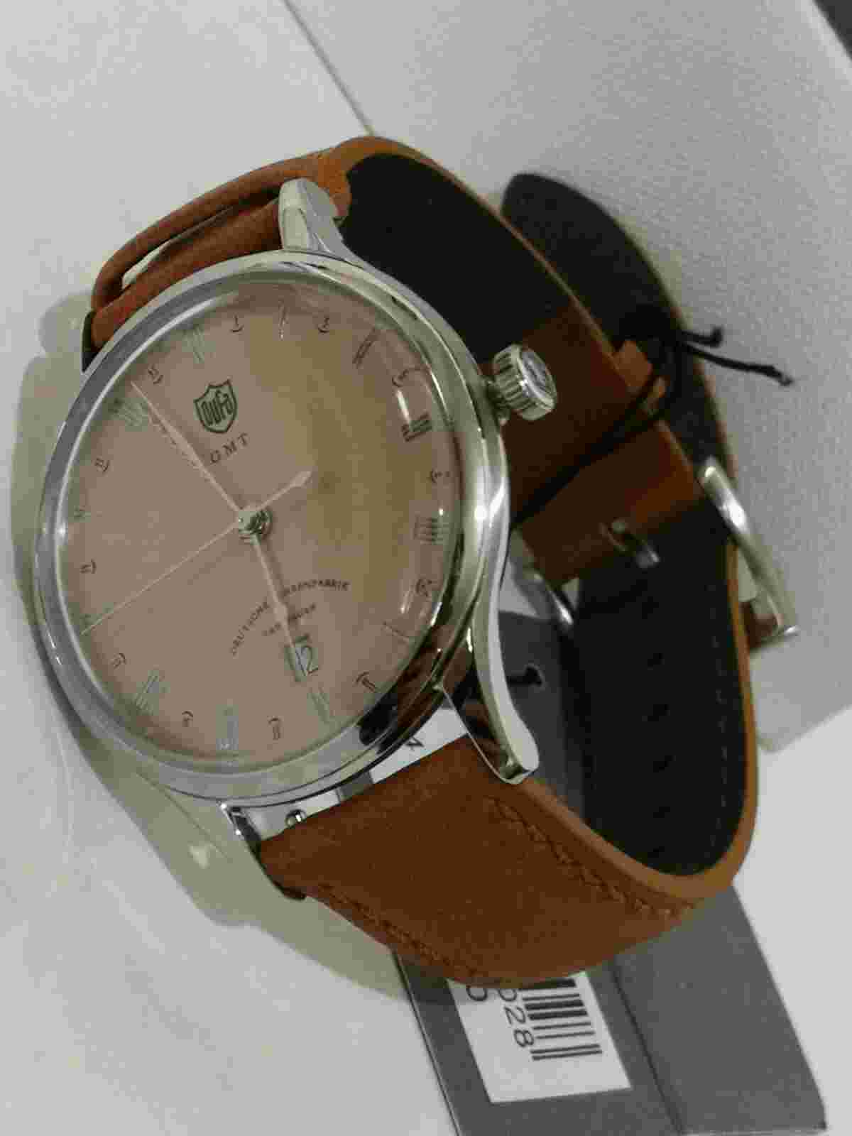 DuFa Watch Mens DF-9006-10 Weimar Quartz GMT 38mm 3 ATM New Classic Design Beige