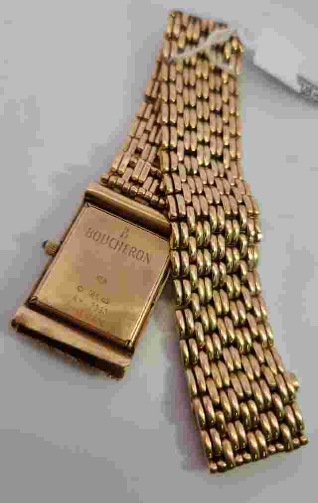 Vintage Boucheron 18k Yellow Gold & Diamond Men's Reflet Watch 92 Grams!!