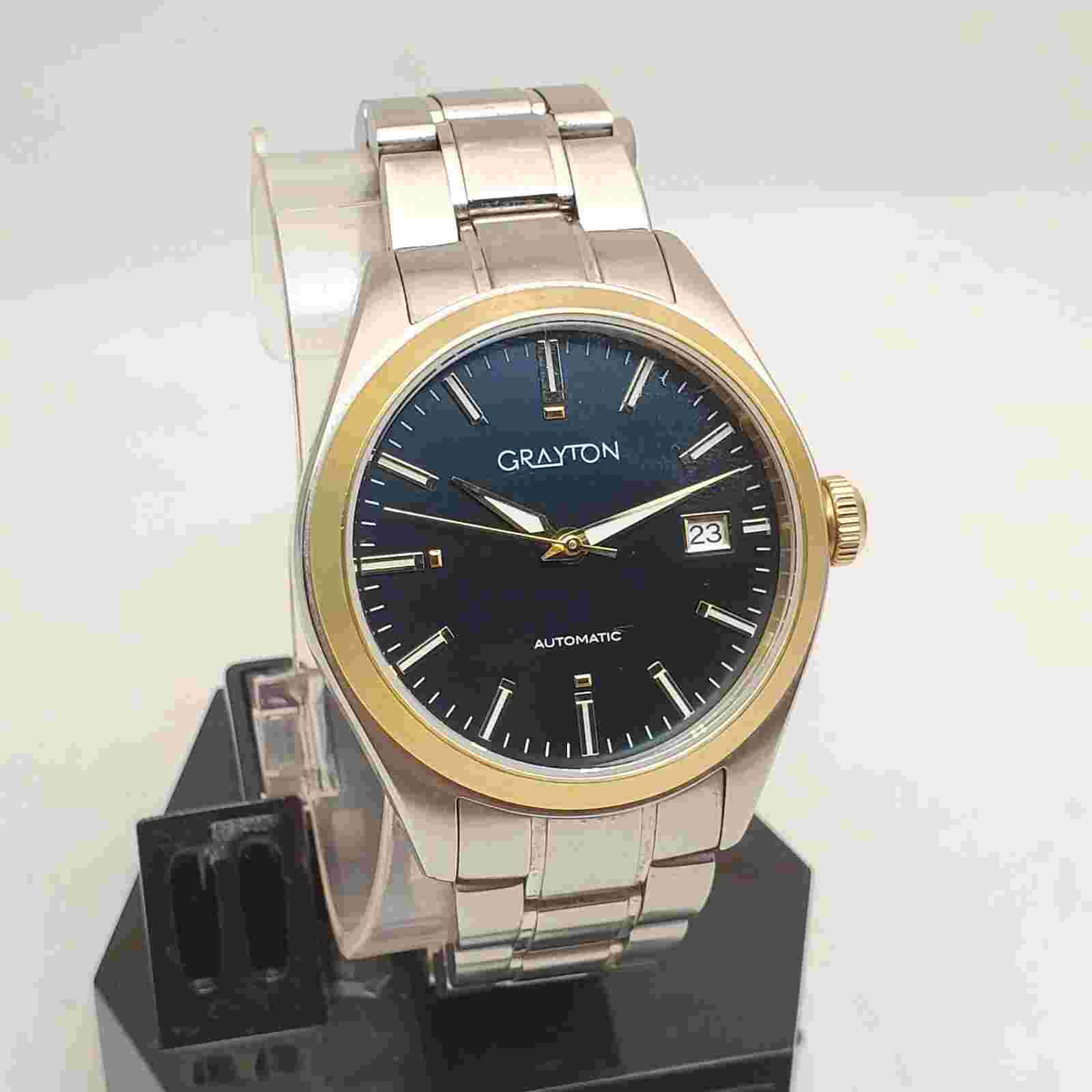 GRAYTON AUTOMATIC WATER RESISTANT 100M GOLD BLACK FACE  MEN'S WATCH