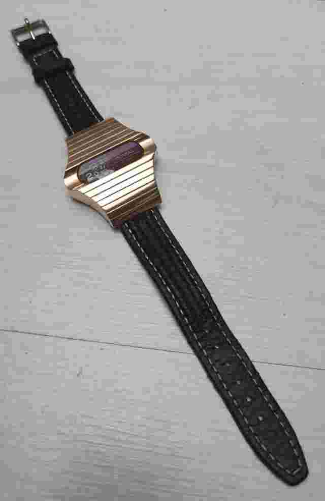 Vintage Space Age Jovial Jump Hour Automatic Wristwatch Watch Gold Plated Unique