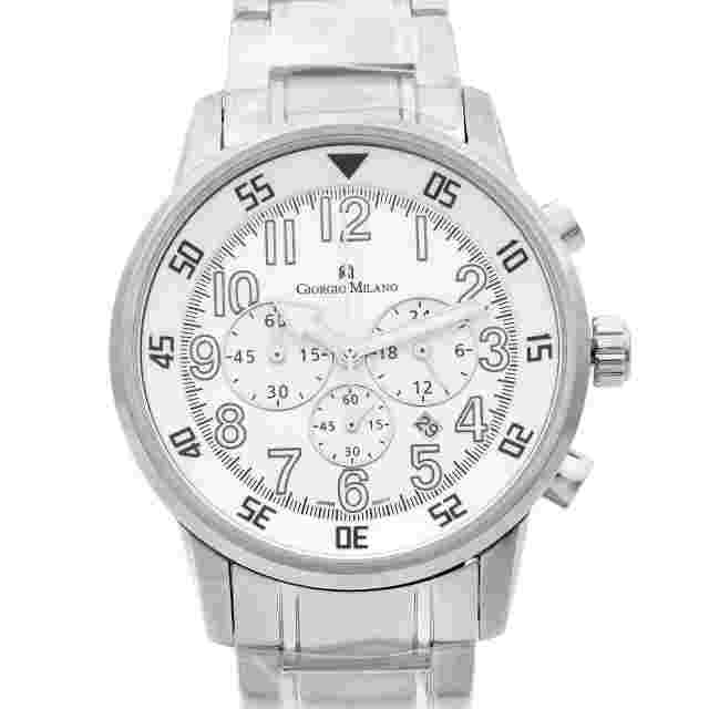 Giorgio Milano Chrono Steel White Arabic Dial Quartz Mens Watch GM854SL-SS