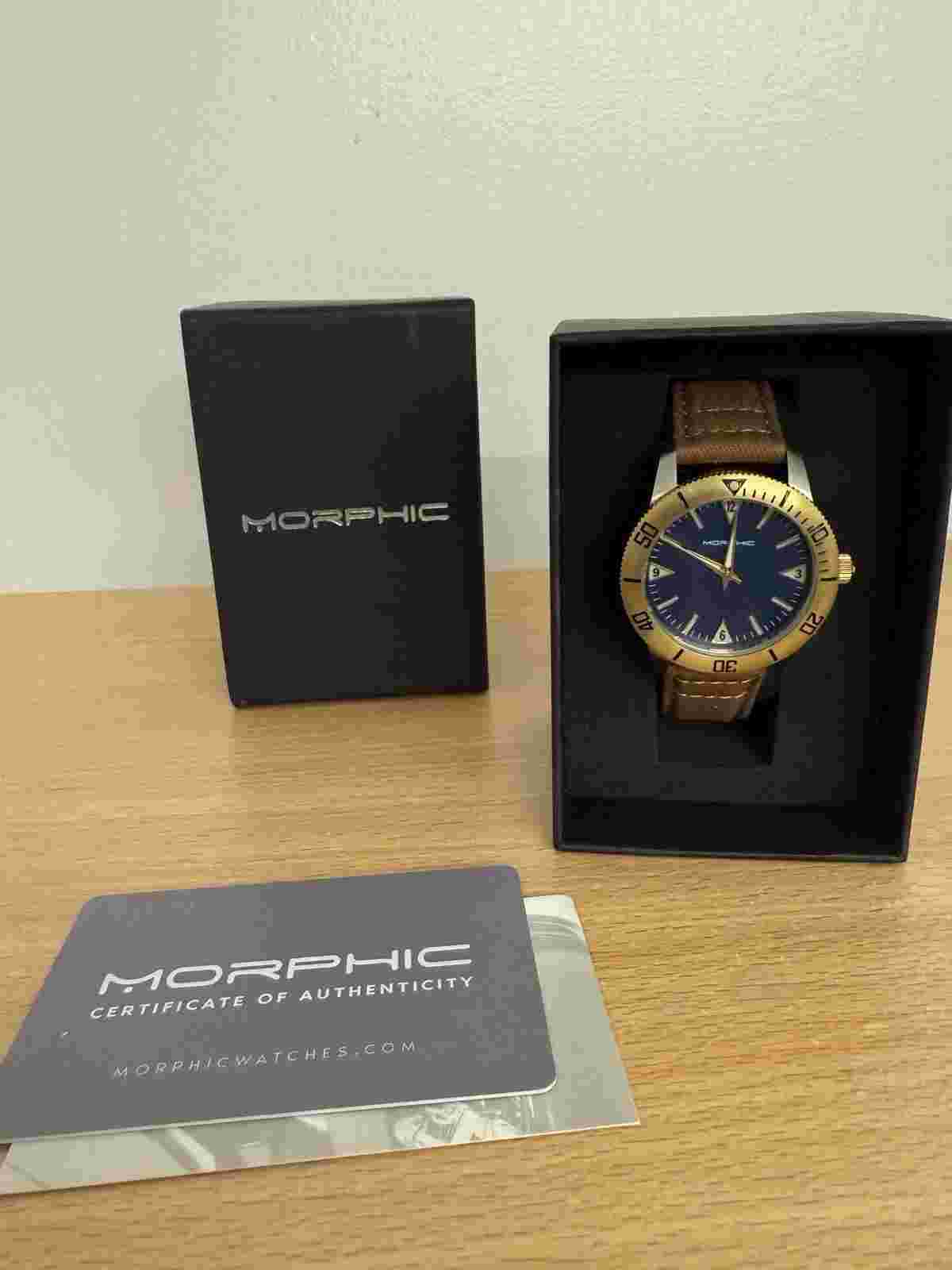 MORPHIC M85 Series Canvas-overlaid Leather-band Watch Black One Size Mph8502