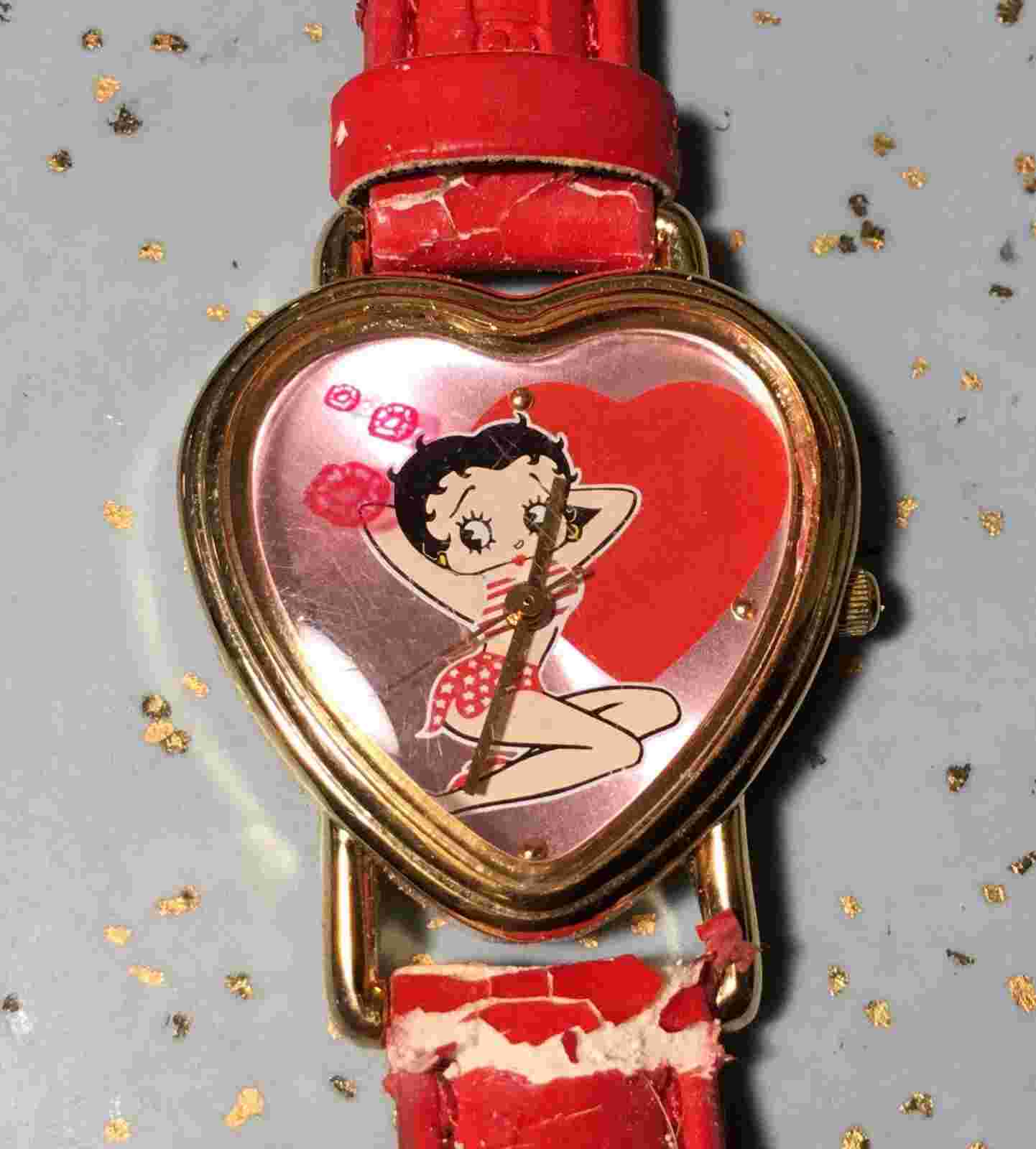 2002 VALDAWN 5102 BETTY BOOP LADIES HEART SHAPED WATCH NEEDS BAND