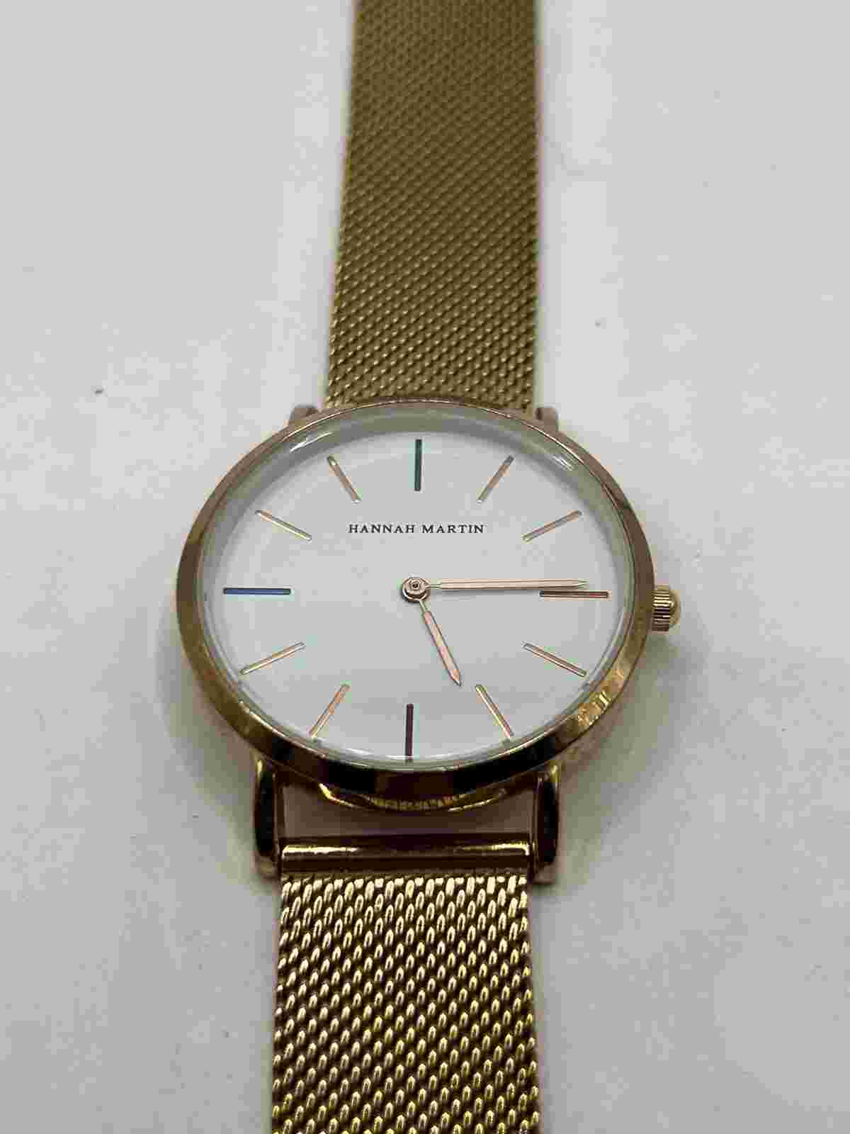 Hannah Martin Womens 36m Rose Gold-Tone Mesh Band Analog Quartz Watch