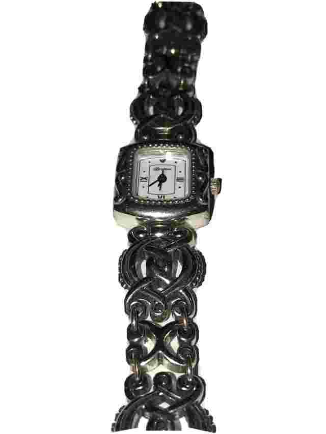 Brighton Rosarita Watch Silver Plate Link Bracelet Toggle Band Japan mvt