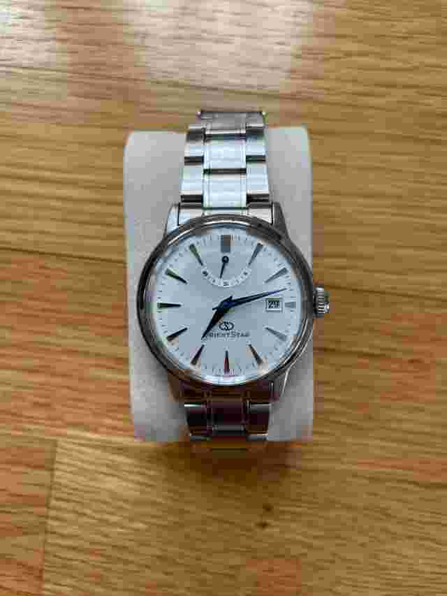 RARE Orient Star Power Reserve White Dial Blue Hands AF02003W
