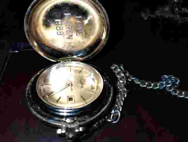 Vintage 1988 Gold Plated" Colibri Pocket Watch With Chain & Knife Monogrammed