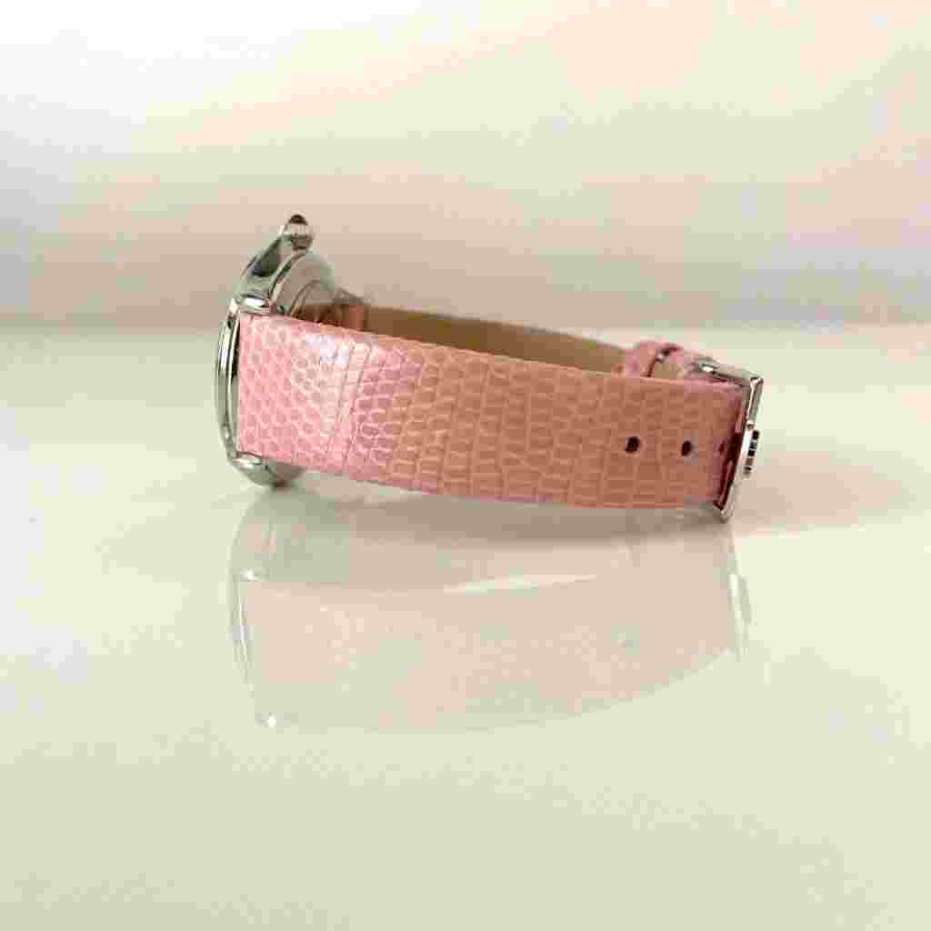 Armani Pink Swiss Slim Ladies Diamond Lizard Strap Watch
