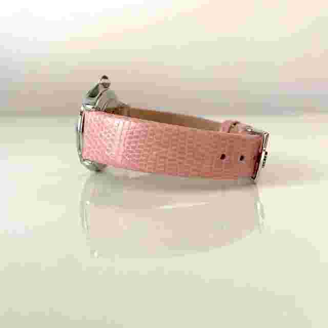 Armani Pink Swiss Slim Ladies Diamond Lizard Strap Watch