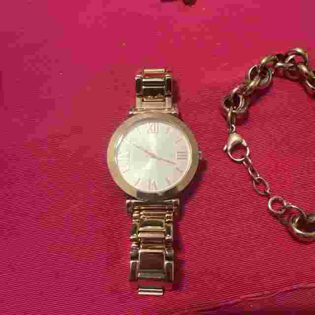 Steel By Design Champagne Gold Watch And Bracelet Set With Box